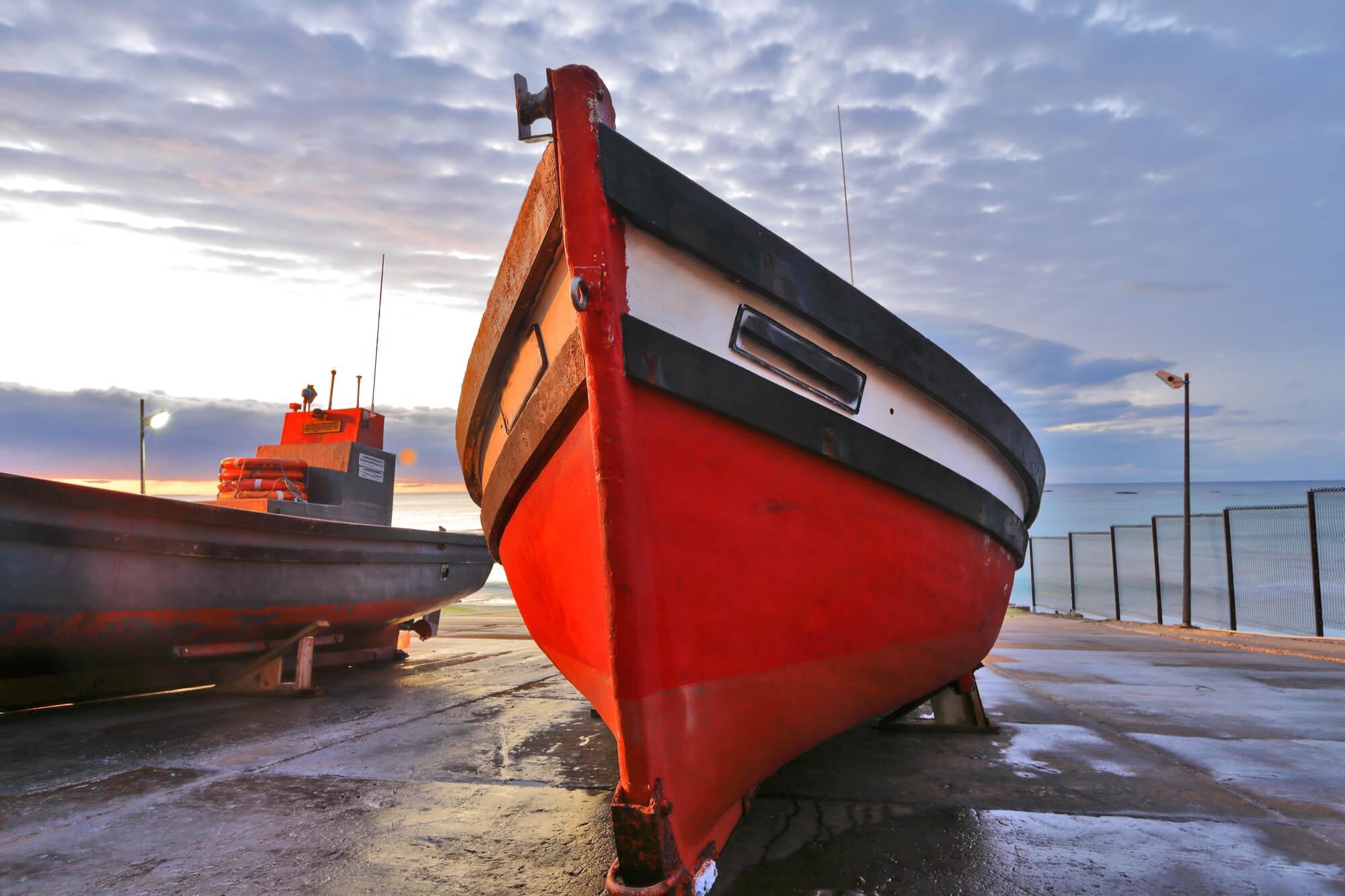 a red vessel needing a Boat Lift in Bradenton 