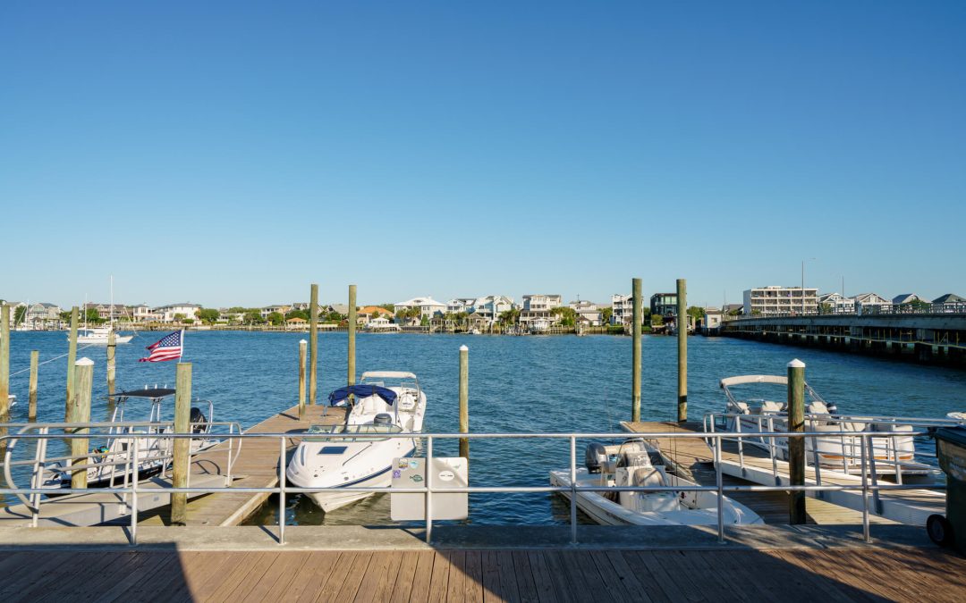 Boats docked on port, some of them with boat lifts in Palm Bay